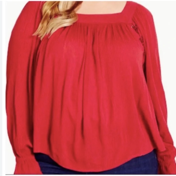 Jessica Simpson Rosewood Bailey Long Sleeve Boho Romantic Lace Up Blouse Size 1X - Picture 1 of 14